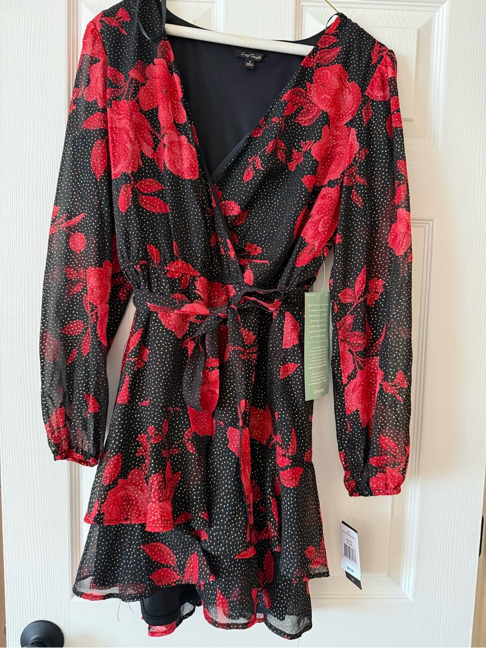 City Triangle Floral V-Neck Mini Wrap Dress- flouncy, flowy, holiday- NWT
